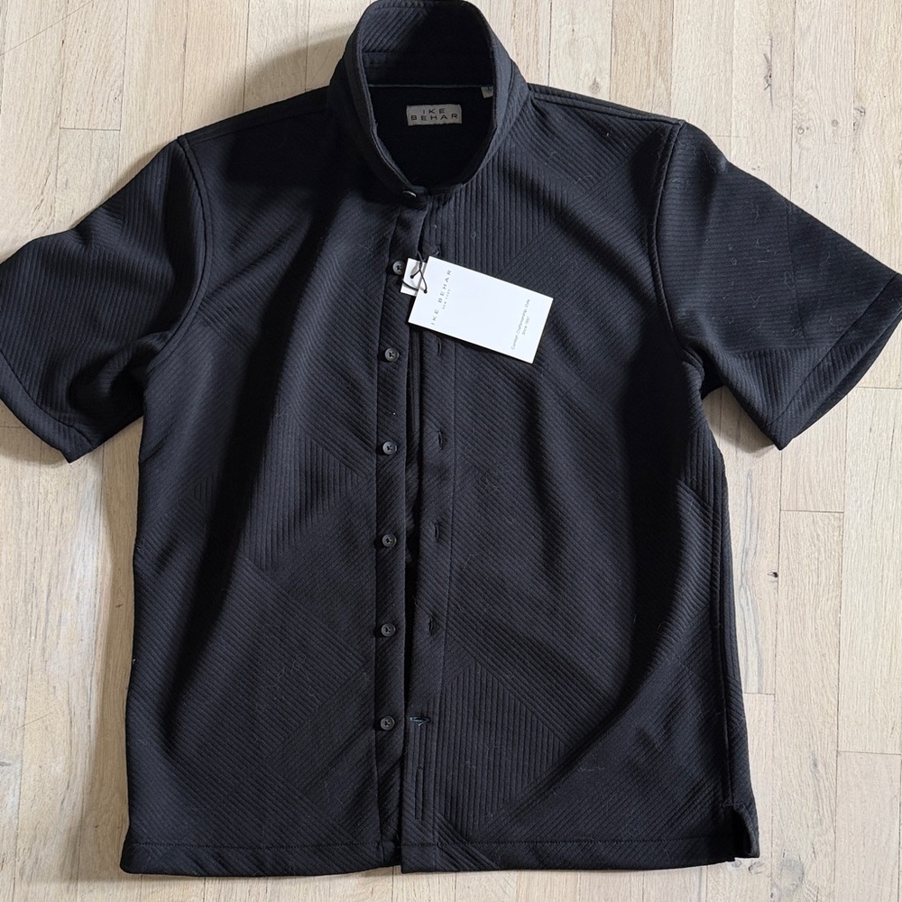 Ike Behar Black Short Sleeve Men's Shirt